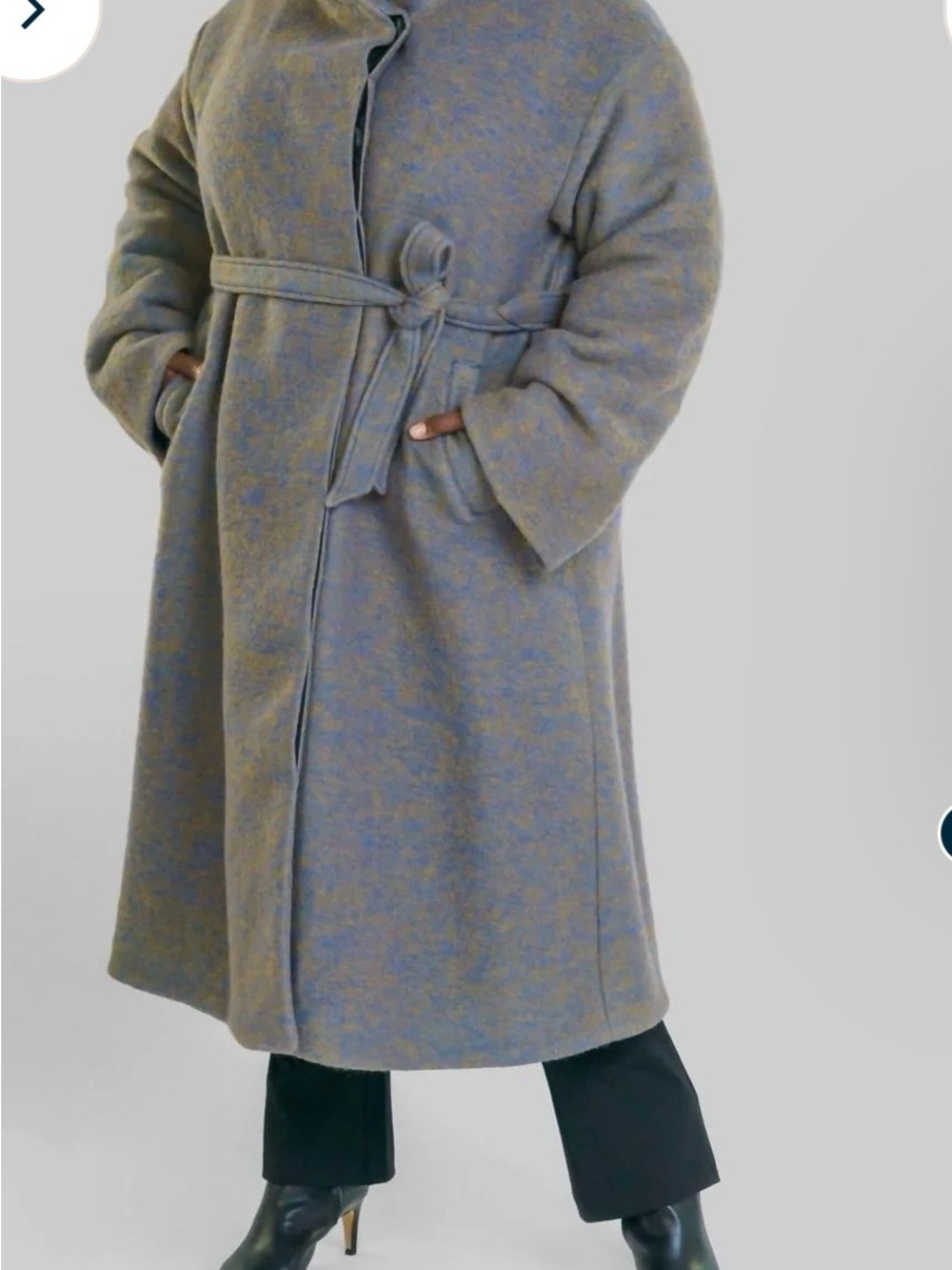 Bitte Kai Rand Wool-Blend Belted Pea Coat in Gray Blue NWOT; 2XL